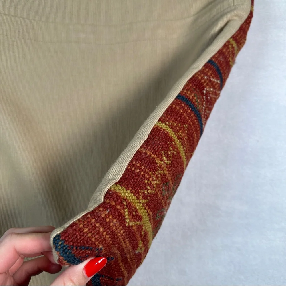 Pottery Barn kilim pillow Cover case western southwest red rust burgundy‎ boho